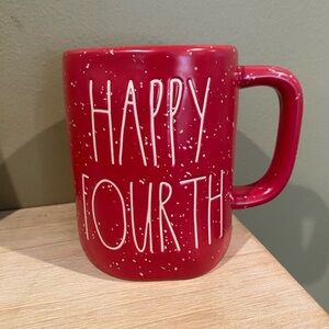 Rae Dunn Red Speckled “HAPPY FOURTH” Mug Artisan Collection